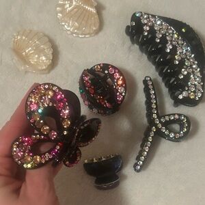 Crystal embellished hair claw bundle